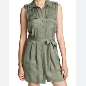 L'AGENCE‎ Evelyn Shirt Dress Green Utility Military Safari Button Front Small